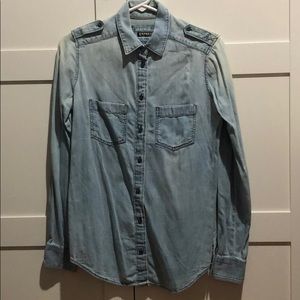 Express Light Blue Denim Button Down Shirt XS